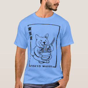 Camiseta Perro shiba inu japonés comiendo Ramen J minimalis