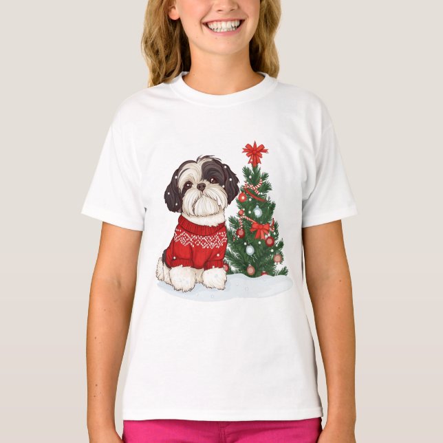 Camiseta Perro Shih Tzu de Navidad (Anverso)