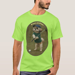 Camiseta Perro Shih Tzu de pie y sosteniendo un palo de gol