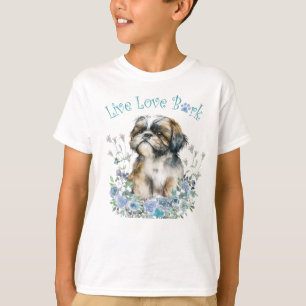 Camiseta Perro Shih Tzu Floral Adorable