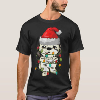Camiseta Perro Shitzu Perro Navidades feos luces de árbol d