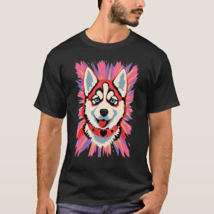 Camiseta perro siberiano husky divertido y colorido