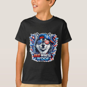 Camiseta Perro siberiano husky rojo blanco y divertido