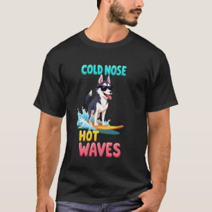 Camiseta Perro siberiano husky surfista genial