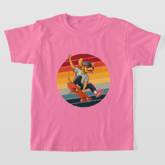 Camiseta Perro Skater Vintage en Círculo Retro