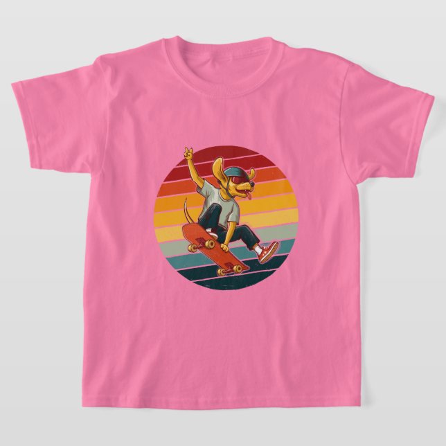 Camiseta Perro Skater Vintage en Círculo Retro (Distribución)