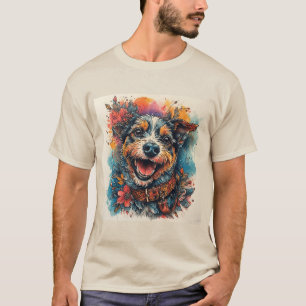 Camiseta Perro sonriente en estilo acuarela