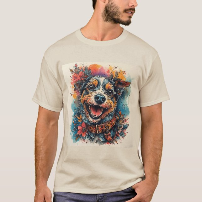 Camiseta Perro sonriente en estilo acuarela (Anverso)