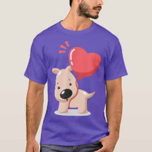 Camiseta Perro sosteniendo globo en forma de corazón
