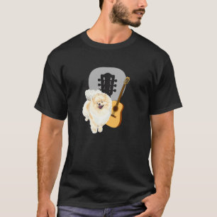 Camiseta Perro Spitz Con Guitarista Guitarista De Guitarra