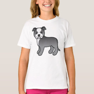 Camiseta Perro Staffordshire Bull Terrier Azul y Blanco