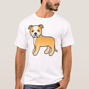 Camiseta Perro Staffordshire Bull Terrier de color beige y