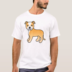 Camiseta Perro Staffordshire Bull Terrier de color beige y