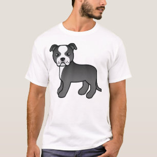 Camiseta Perro Staffordshire Bull Terrier negro y blanco