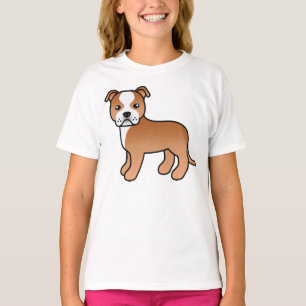 Camiseta Perro Staffordshire Bull Terrier Rojo Y Blanco