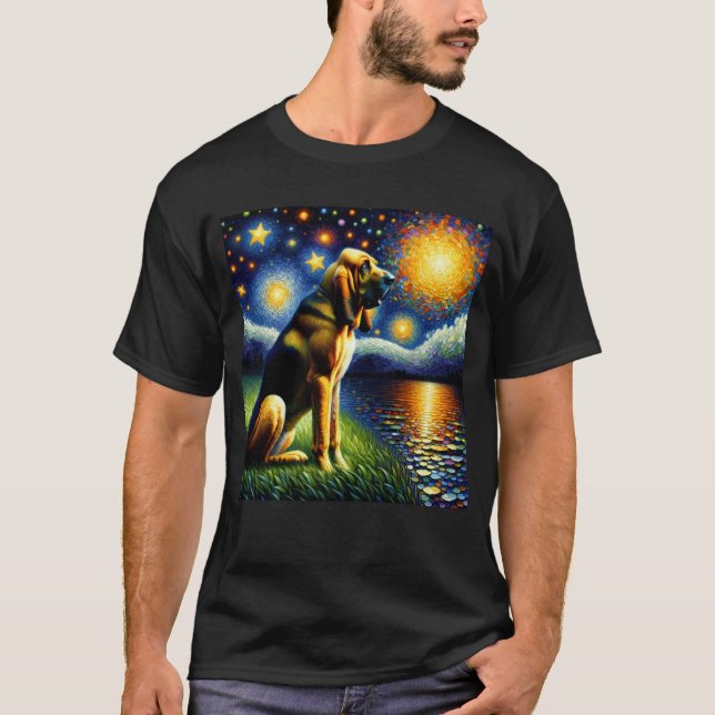 Camiseta Perro Starry Night Bloodhound Van Gogh Lover (Anverso)
