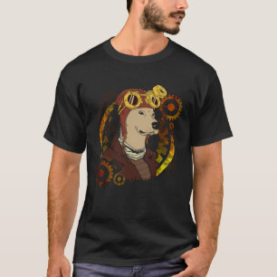 Camiseta Perro Steampunk Con Aviador Helmet Gears & Cogs