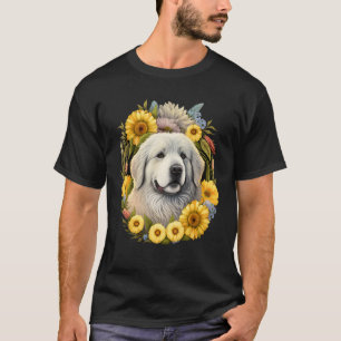 Camiseta Perro Sunflower Hippie Floral Great Pyrenees