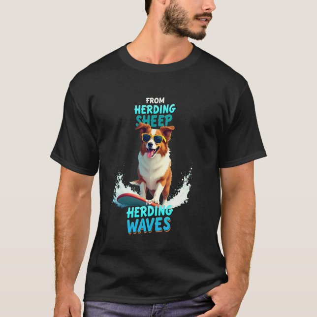 Camiseta Perro surfista Cool Australian Shepherd (Anverso)