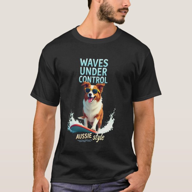 Camiseta Perro surfista Cool Australian Shepherd (Anverso)