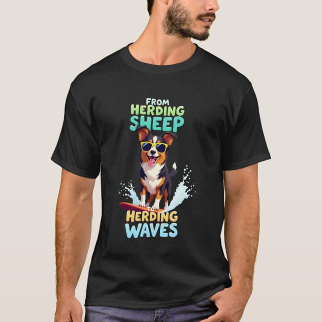Camiseta Perro surfista Cool Australian Shepherd (Anverso)