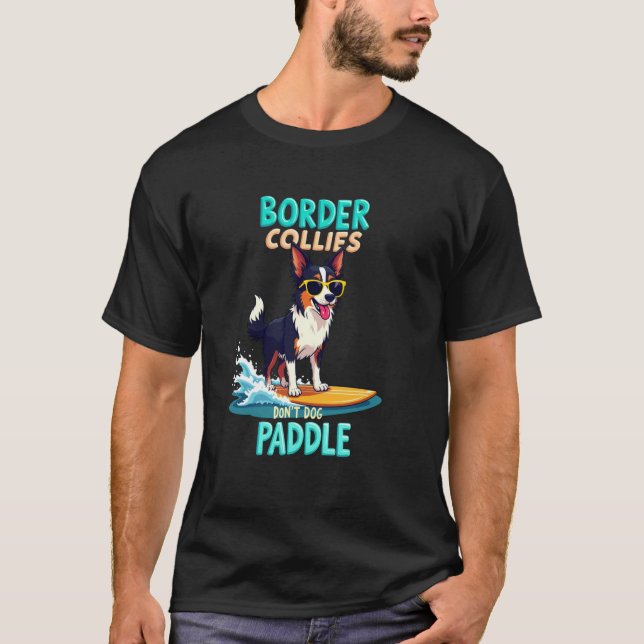 Camiseta Perro surfista Cool Border Collie (Anverso)