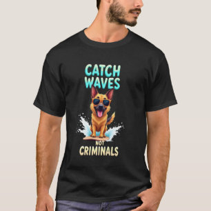 Camiseta Perro surfista Cool Pastor Alemán