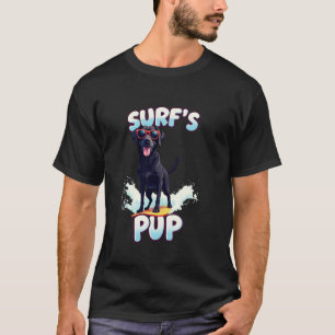 Camiseta Perro surfista labrador negro genial
