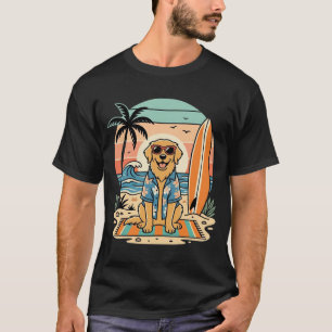 Camiseta Perro Surfista Playa Retro Verano