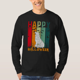 Camiseta Perro Terranova Cena de Halloween al Estilo Retro