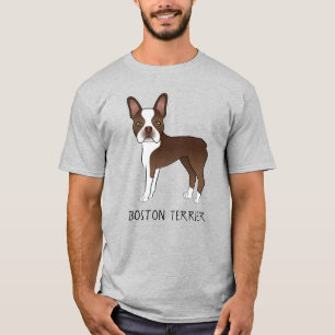 Camiseta Perro Terrible De Boston Marrón Y Blanco Con Texto