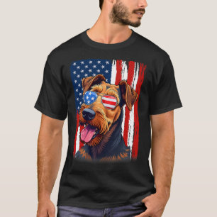 Camiseta Perro Terrier Airedale de la bandera de Estados Un