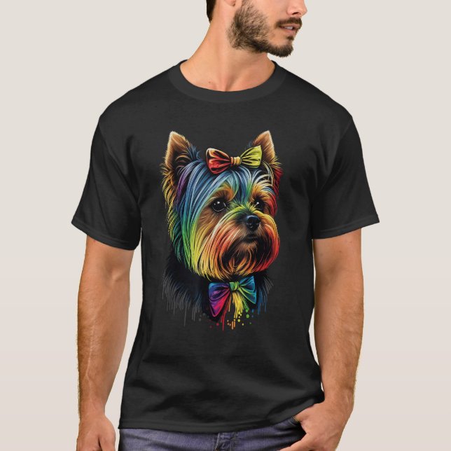Camiseta Perro Terrier Cute Yorkshire en Yorkshire Terrier  (Anverso)
