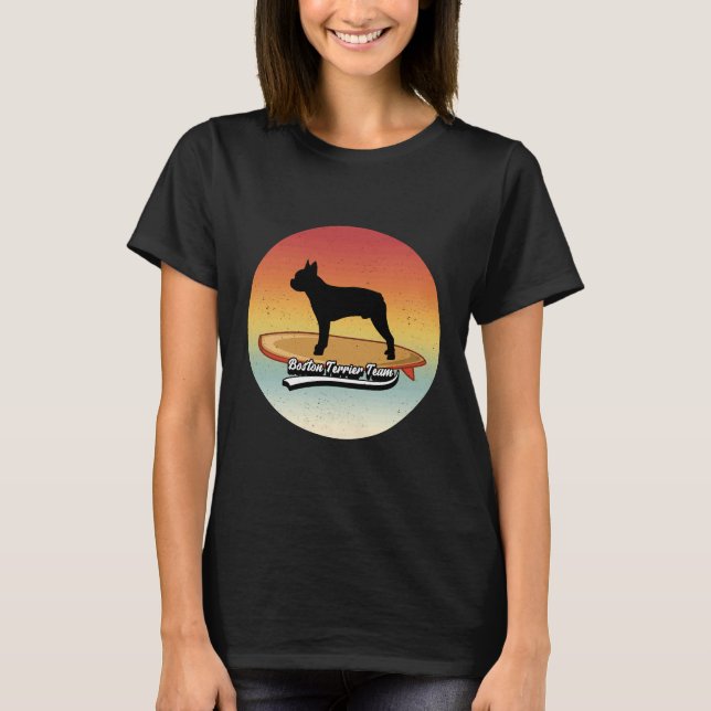 Camiseta Perro Terrier De Boston En Surfboard (Anverso)