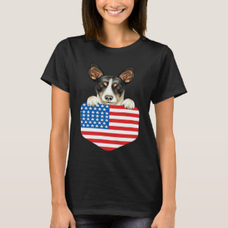 Camiseta Perro Terrier de Rata de la Bandera de América en 