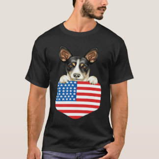 Camiseta Perro Terrier de Rata de la Bandera de América en 