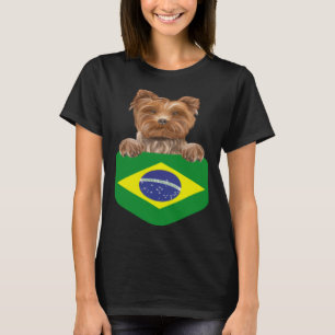 Camiseta Perro Terrier De Yorkshire, Bandera De Brasil En P
