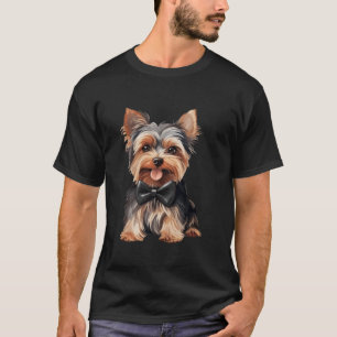 Camiseta Perro Terrier de Yorkshire Con Bow Tie Black Neckw