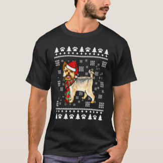 Camiseta Perro Terrier de Yorkshire Santa Hat Navidad Fea