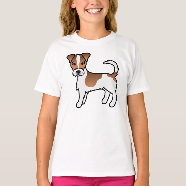 Camiseta Perro Terrier Jack Russell de pelaje áspero blanco (Anverso)