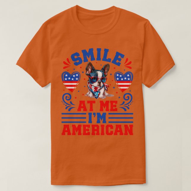 Camiseta Perro Terrier Patriótico de Boston (Diseño del anverso)