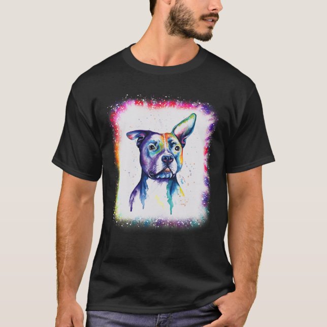 Camiseta Perro Terrier Pit-Bull, Chica De Papá Mamá (Anverso)