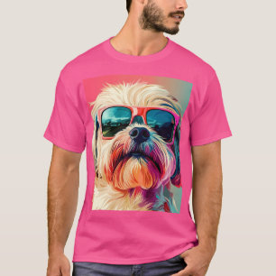 Camiseta Perro Terrier West Highland Blanco genial con gafa