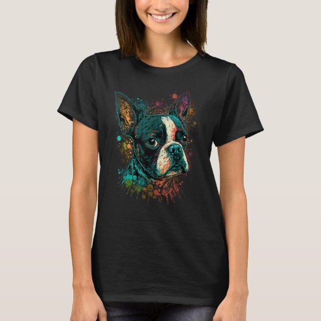 Camiseta Perro terrorífico de Boston con amante del terror (Anverso)
