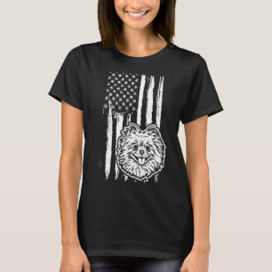 Camiseta Perro tierno Pomerania Bandera Americana Cachorro