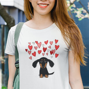 Camiseta Perro tímido de Dachshund con corazón de San Valen