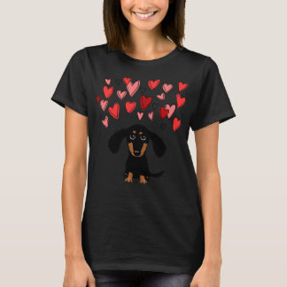Camiseta Perro tímido de Dachshund con Valentine Heart Cla
