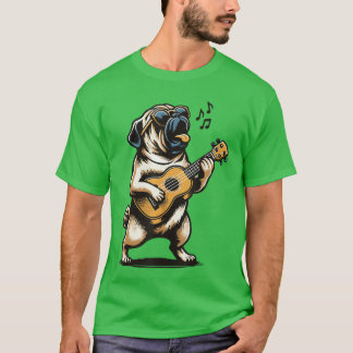 Camiseta Perro tocando guitarra cantando Pug divertido Pugf