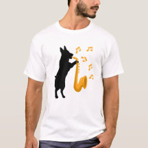 Perro tocando saxofón Amantes del Jazz Divertido