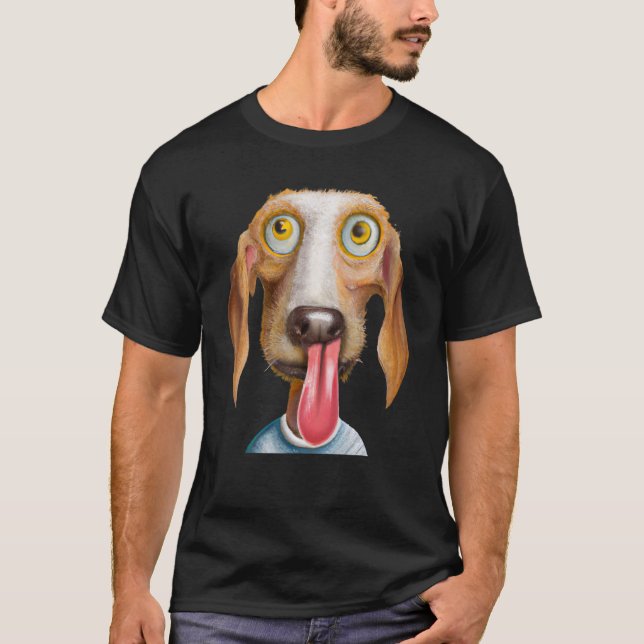 Camiseta Perro tonto adorable arte cachorro retrato doggy h (Anverso)